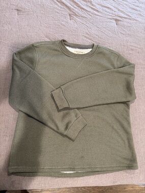 Men's Olive Crewneck Thermal Sweatshirt - Classic Casual